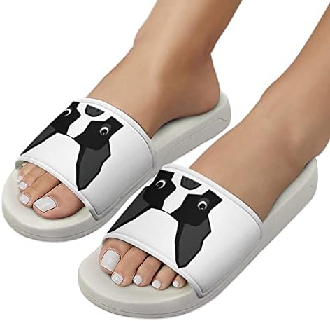 Sandálias engraçadas de Boston Terrier não deslizam chinelos de dedo do pé para massagem banho de chuveiro