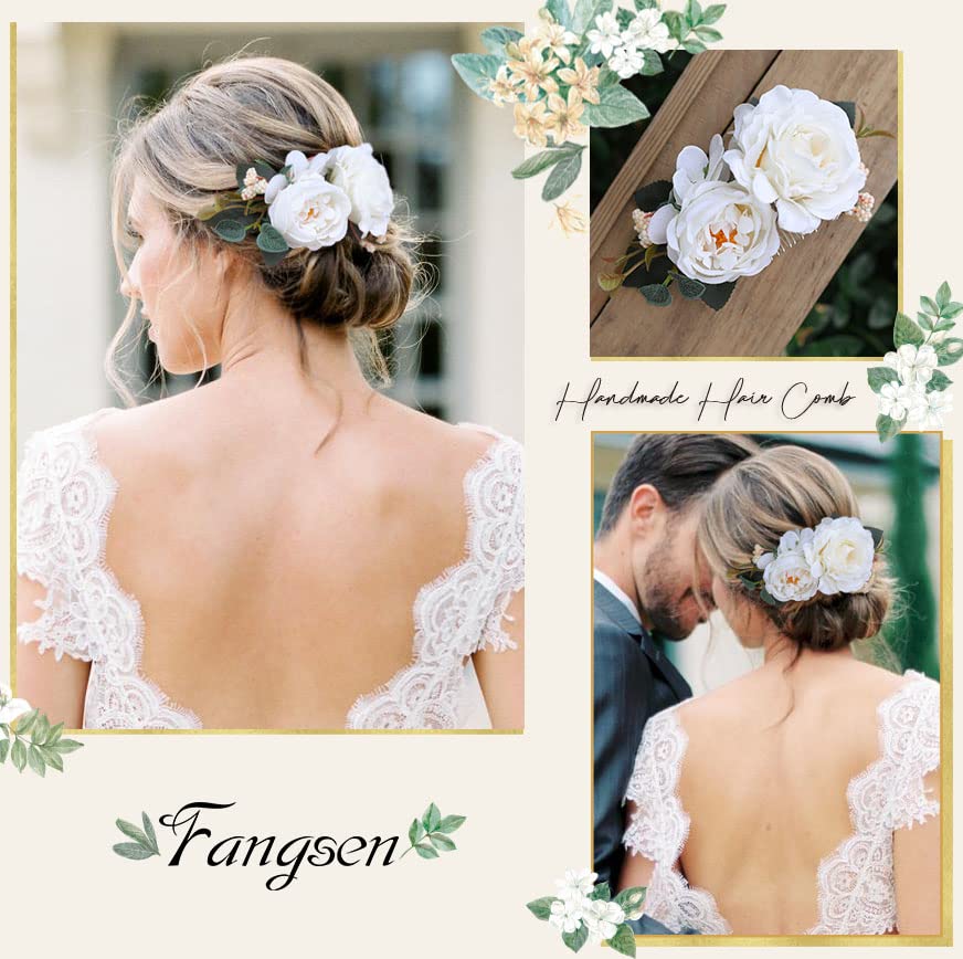 Fangsen Casamento Hibiscus Flor Rose Flor Pente Combinete de noiva Acessórios de cabelo floral Para noivas