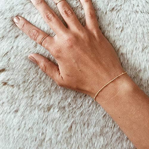 Pulseiras iniciais de ouro delicado para mulheres, braceletes de ouro personalizados de 14k, banhados