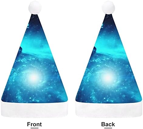 Blue Galaxy Christmas Hat Soft Pray Santa Cap Funny Feanie para a Festa Festiva do Ano Novo de Natal