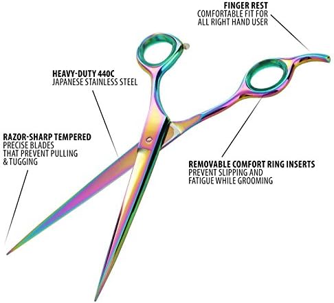 Sharf Professional 8,5 Rainbow Pet Brooming Scissors: Sharp 440C Japanese Greawip