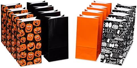 Saudações Americanas 10 Balloween Goodie Bags, abóboras e texto de Halloween