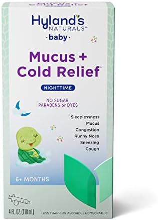 Hyland's Naturals Baby Mucus e Relevante Fria, Medicina de Coldes de bebê noturno, Remédio para resfriado