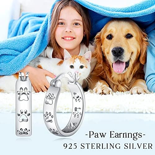 Brincos de pata 925 Sterling Silver Cat Dog Animal Brincos de joias de cães de cães para mulheres meninas