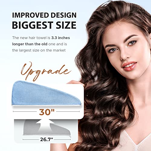 Toalhas de cabelo de microfibra maiores e maiores embrulho para mulheres, toalhas de secagem de cabelo mais
