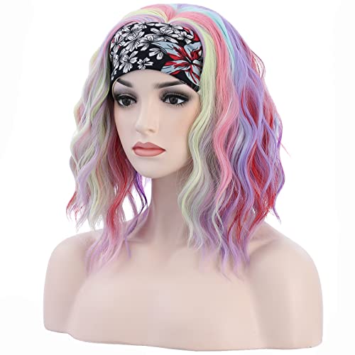 Berron Rainbow Wigs Wigs para mulheres curtas ondulados na parte da cabeça parte parte de cabelos