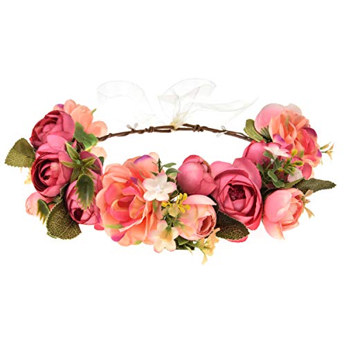June Bloomy Women Rose Floral Crown Hair Wrinal