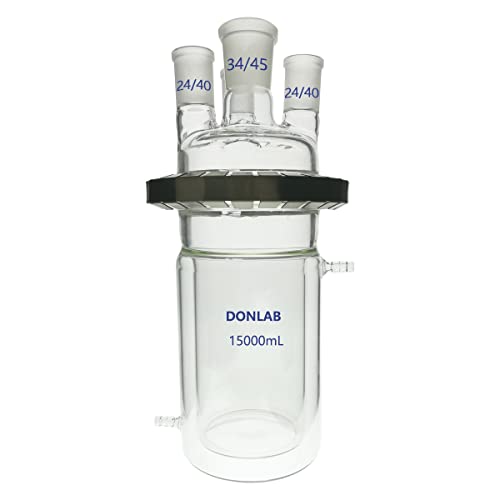 Donlab rea-0099 500ml Reação cilíndrica de dupla camada dupla Balão de chaleira com grampo e tampa, juntas do tipo