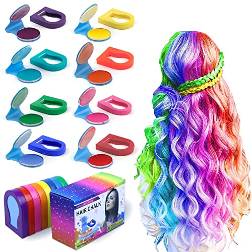 Chpbolly Hair Chalk for Kids 8-Color DIY Meninas com kit de maquiagem temporária de presente escuro e loiro,