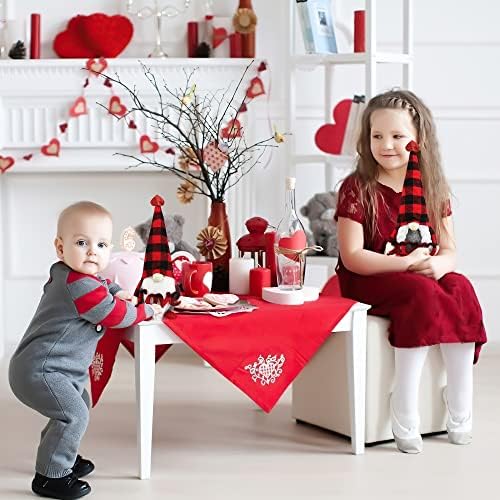 Dia dos Namorados Gnome Plush Elf Decorações - Sr. e Sra. Buffalo Plaid Day Day Handmade Scandinavian