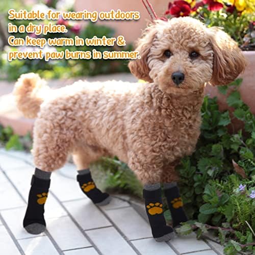 4 sets 16 peças Anti-deslize meias de cachorro Protetor de pata de cães ajustável com padrão de pata de garra