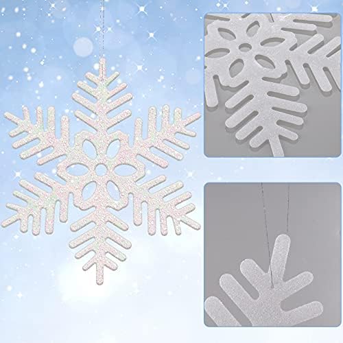 8 peças grandes flocos de neve grandes enfeites de natal ao ar livre decorações de flocos de neve brilhantes