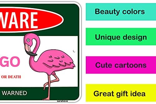 Saraheve, cuidado com o sinal de lata de metal flamingo engraçado Pink Flamingo Sign Gifts for Women Bedroom
