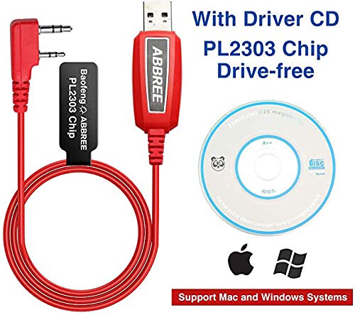 Abbree & Baofeng Cabo de programação USB PL2303 Support Chirp para Radios portátil de duas vias portátil