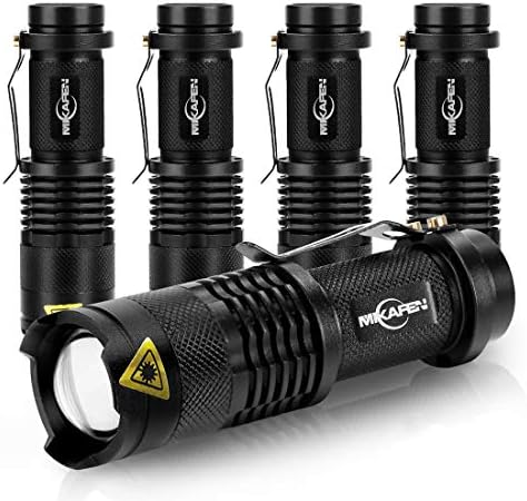 5 Mini lanternas lanternas LED lanterna 300lm Foco ajustável Luz zoomável