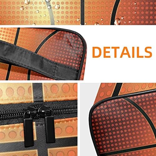 Lorvies Bright Basketball Texture Bag Cosmetic Canvas Viagem Bolsa de higiene pessoal Top Handal
