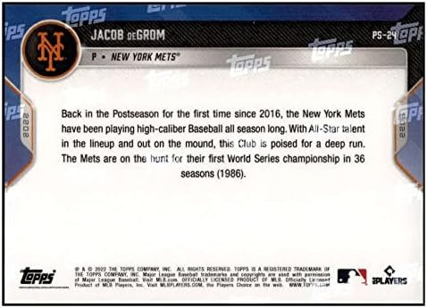 JACOB DEGROM 2022 TOPPS agora pós-temporada NL Wild Card 24 PR: 927 Mets NM+ -MT+ MLB Baseball