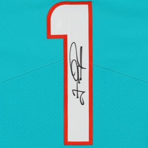 Emoldurado Tua Tagovailoa Miami Dolphins autografados Aqua Nike Elite Jersey - Jerseys autografadas