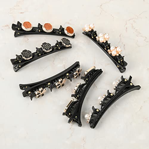 Beautyflier 6pcs Sparkling Crystal Stone Cabelos trançados para mulheres e meninas, Rhinestone