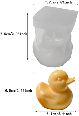 Onnpnn 3d Duck Silicone Mold, molde de vela de pato fofo, moldes de sabão de desenho animado DIY, moldes de