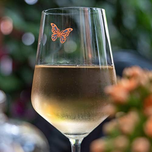 Simplesmente encantados de vidro de vinho magnético de borboleta - 6 marcadores de bebidas de