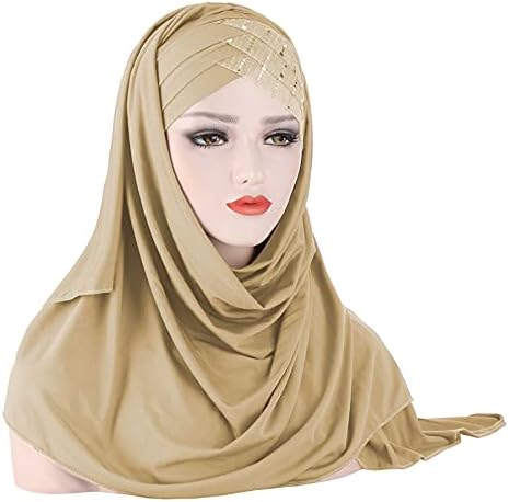 AiBearty Women Glitter lantejab hijab hijab cabeça muçulmana enrolar cachecol de turbante longa bandeira