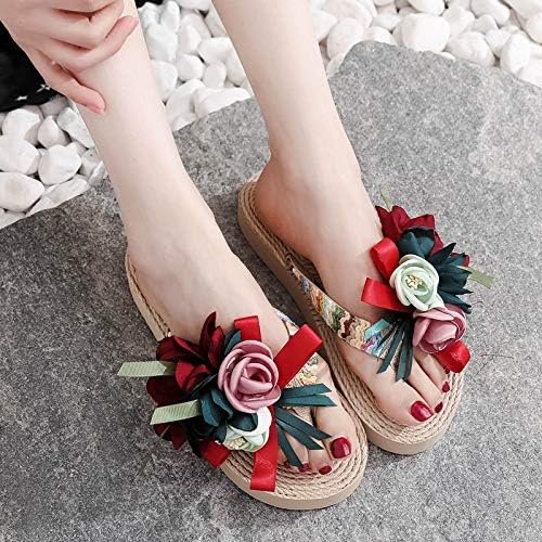 Mulheres chinelas de flores sandálias em casa Sapatos de praia de chinelos respiráveis ​​planos