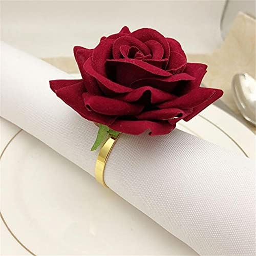 N/A Red Rose Shape Towel Fuckle Ring Ring Hotel Hotel Decor Decor Metal Gold Guardy Solter