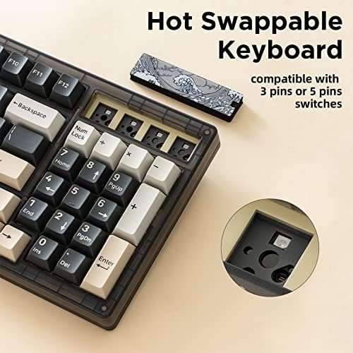 Yunzii keynovo if98 Pro Tri-mode sem fio Bluetooth Hot Swappable Gasket Mechanical Gaming Keyboard 98 key