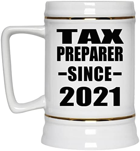 Projeta o preparador de impostos desde 2021, caneca de 22 onças de caneca de caneca de cerâmica com alça