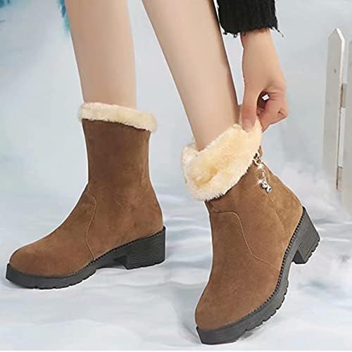 Mulheres botas de tornozelo lã de lã de inverno Sapatos de neve quente moda moda shinestone robusta booties
