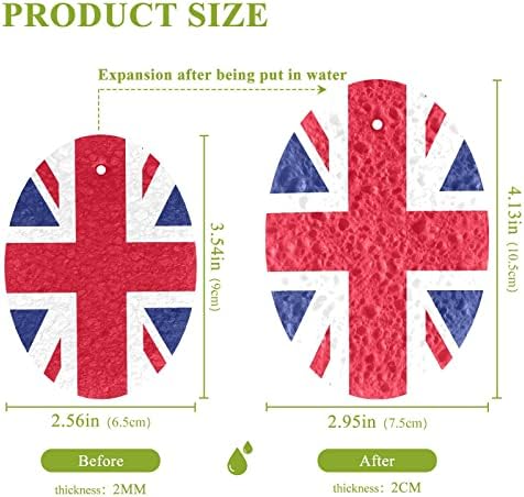 ALAZA 3 Pack Scrub esponja a limpeza de cozinha Esponja de bandeira britânica Patriótica Patrião Sponge Esponja