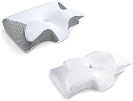 Almofadas de pescoço de espuma de memória Homca para dormir, 2 em 1 Pillow de suporte cervical com contornos