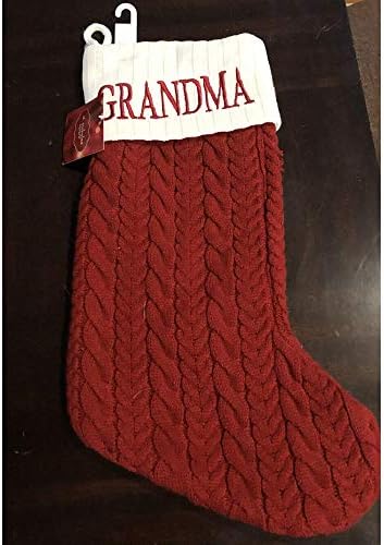 St. Nicholas Square Red Cable Knit Monograma Christmas Stocking, 21 polegadas