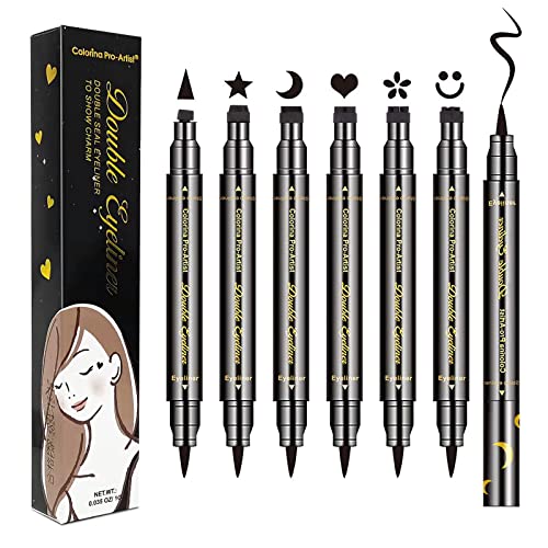 LokFar 6 PCs Pen do delineador líquido de dupla cabeça Conjunto de caneta, forros de olhos para mulheres lápis
