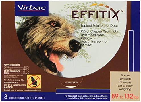 Solução tópica de pulgas/carrapato virbac effyfitix, cão extra grande, 3 contagem