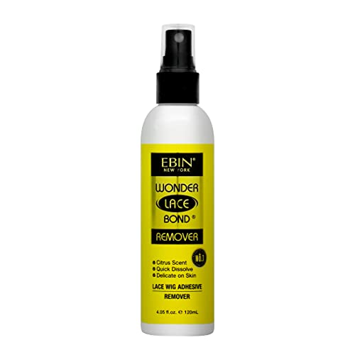 Ebin New York Wonder Lace Wig Removedor de adesivo Spray - 4,05oz/ 120ml | A fórmula não irritante remove efetivamente o resíduo adesivo e o uso suave na linha de cabelo