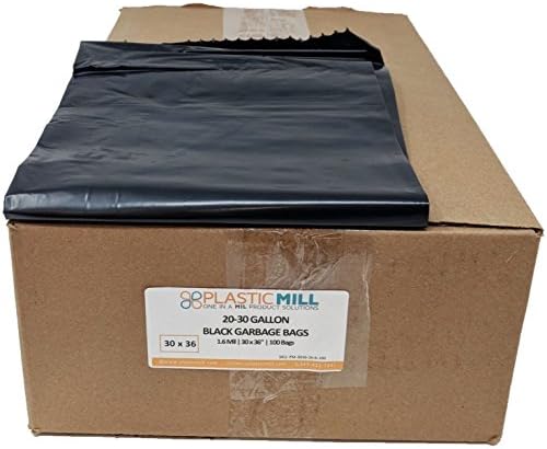 Sacos de lixo de Platticlemill 20-30 galões: preto, 1,6 mil, 30x36, 100 sacos.