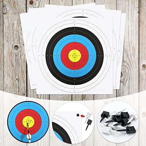 30PCS Targets Paper Standard Arco e flecha, 40cm 10 anéis com 10 pinos -alvo alvos de papel para fotografar