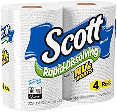 Scott-dissolvendo papel higiênico, tecido de banho para trailers e barcos, pacotes de 4ct x 12 = 48 rolos