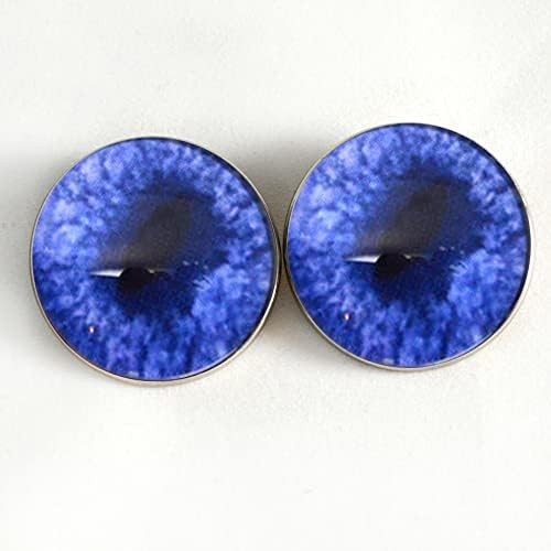Blue Fox Glass Eye Cabochons Costure os botões de olhos de vidro com loop para esculturas macias de animais