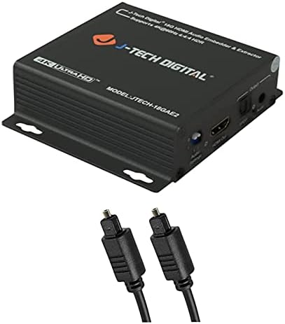 J-Tech Digital HDMI 4K 60HZ HDMI Extrator de áudio com pacote de incorporação de áudio com 3 pés Toslink Digital Optical Audio SPDIF Cabo