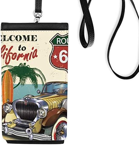 Carros clássicos coloridos Bolsa de telefone de padrões de praia Bolsa móvel pendurada bolso preto bolso preto