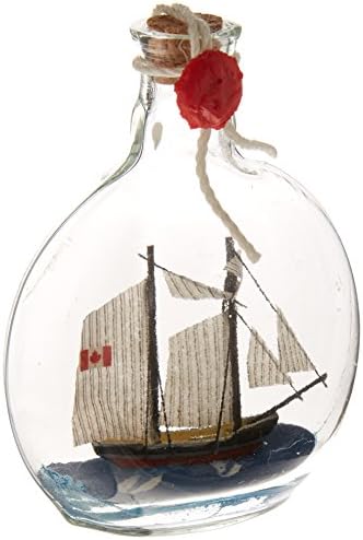 Hampton Náutico BluenoseBottle4-X Bluenose Sailboat em uma garrafa de vidro Ornamento de Natal, 4