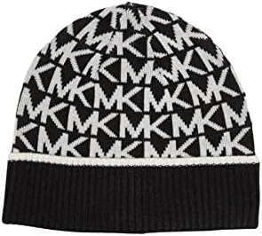 Michael Michael Kors Womens Borded MK Logo Cuff Beanie