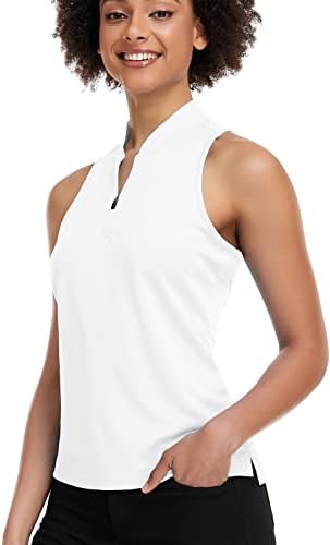 Camisa pólo sem mangas do corredor feminino - Senhoras de umidade Wicking Performance Camisetas de Golfe