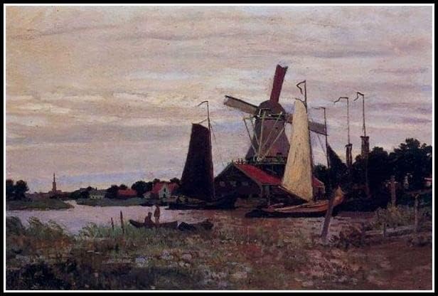 Moinhos de vento em Haalhersbroek Zaandam Pintura por Claude Monet Diy 5D Diamond Painting Kits Diy Arts Craft