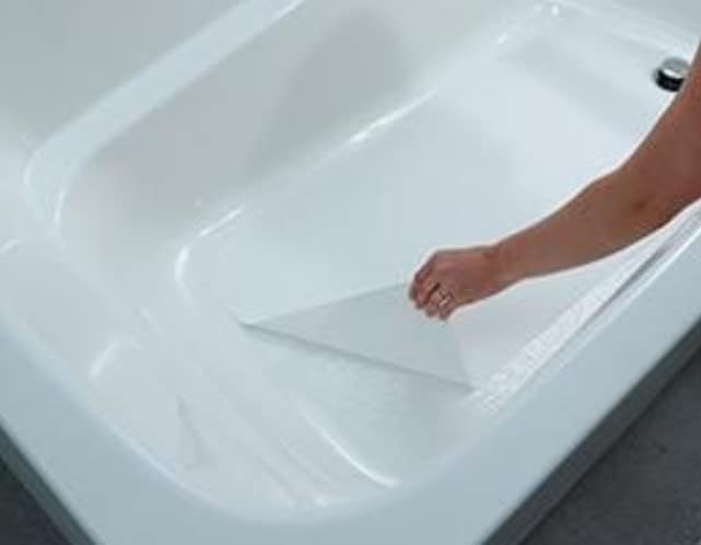 TRAÇÃO SEGURA VILÇÃO 16 x 40 Adesivo branco Vinil anti -Slip non Skid Safety Bath tapete com corte de drenagem