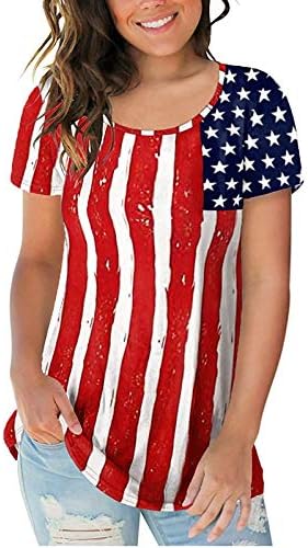 4 de julho camisetas camisetas para mulheres manga curta o pescoço camiseta americana start stars listras