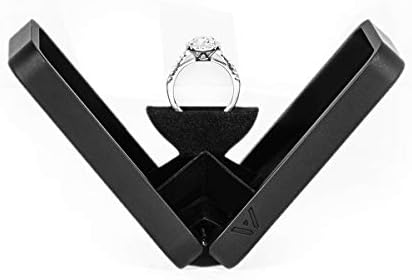 Caixa de anel de couro rotativa de Woodsbury para proposta e caixa de anel para cerimônia de casamento -caixa de